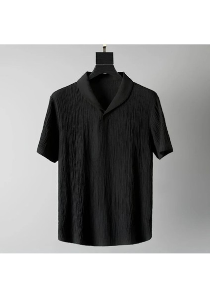 Bürümcük Krinkıl Kumaş T-Shirt Pantolon Takım - Siyah/beyaz Relax Bebe Yaka - Yaz Modası -Caglisa fiyatları