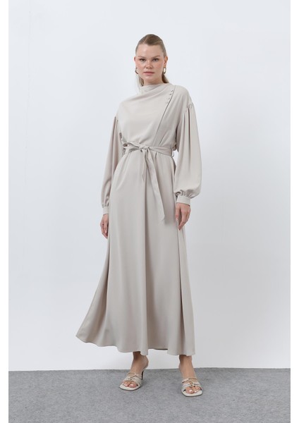 Kadın Beli Kuşaklı Saten Elbise 12608ELB fiyatları