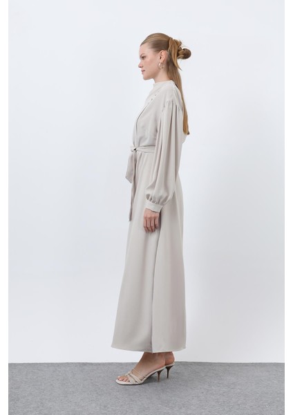 Kadın Beli Kuşaklı Saten Elbise 12608ELB modelleri