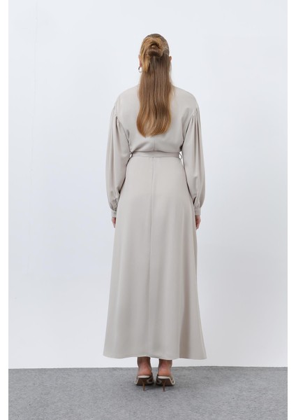 Kadın Beli Kuşaklı Saten Elbise 12608ELB fırsatları