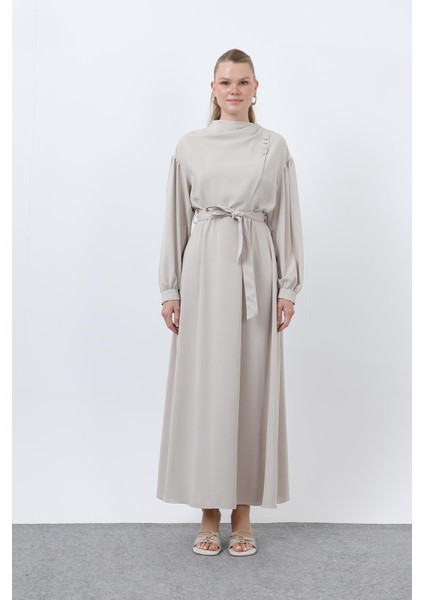 Kadın Beli Kuşaklı Saten Elbise 12608ELB indirimleri