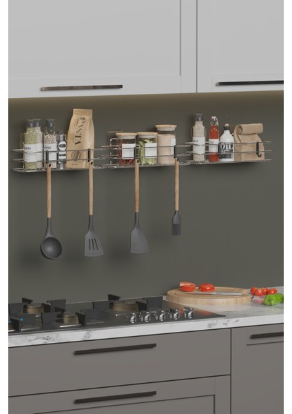 Krom Gümüş 3 Lü Set Yapışkanlı Askılı Baharatlık Mutfak Rafı Tezgah Düzenleyici Organizer modelleri