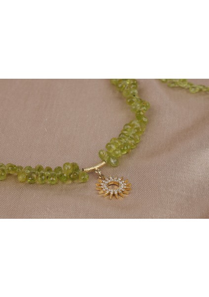 Peridot - Zebercet Doğal Taş 925K Gümüş Kolye / Bileklik , Takı , Hakiki Doğal Taş fırsatları