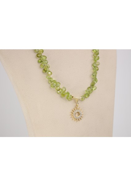 Peridot - Zebercet Doğal Taş 925K Gümüş Kolye / Bileklik , Takı , Hakiki Doğal Taş indirimleri