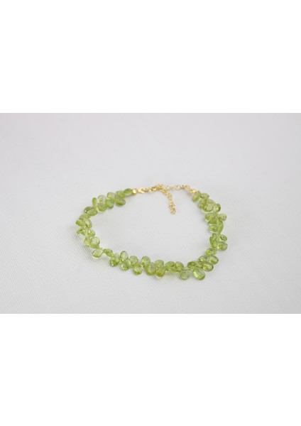 Peridot - Zebercet Doğal Taş 925K Gümüş Kolye / Bileklik , Takı , Hakiki Doğal Taş