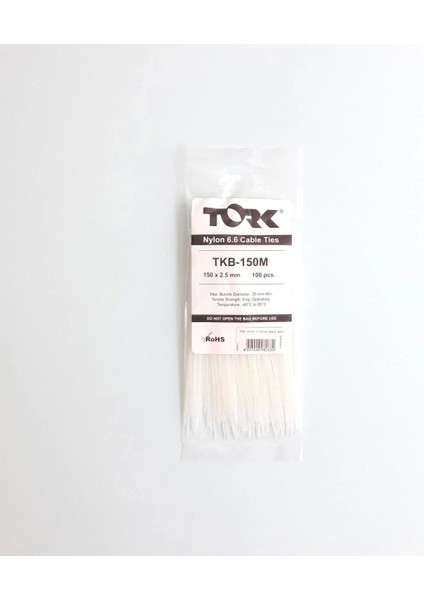 Tork Beyaz Kablo Bağı 2,5X150