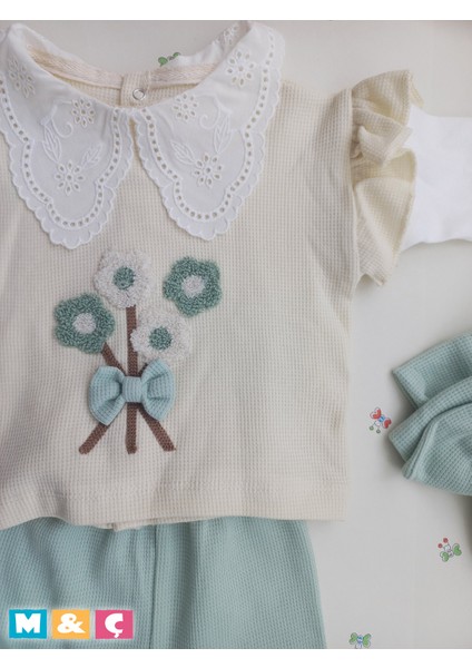 Kız Bebek Alt Üst Takım 3lü Bebek Bandana Swatshırt Tayt Çiçekli Nakışlı Sırtrı Çıçıtlı Takımı fiyatları