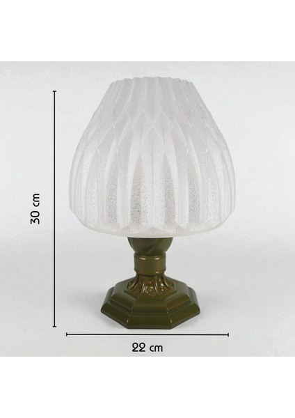 Suma El Yapımı Abajur – Haki Reçine Gövde, Opal Şeffaf Geometrik Şapka | Modern Retro Tasarım indirimleri