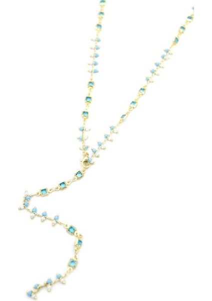 Mavi Taşlı Y Kolye - Altın fiyatları