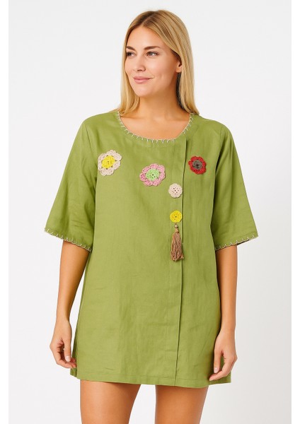 Vual (Tülbent )Mini Boy Yeşil Tunik Elbise