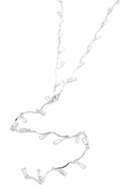 Taşlı Y Kolye - Gümüş