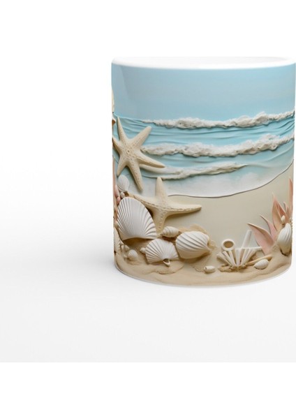 Kumsal ve Deniz Dalgalı Kabuk Temalı Su Altı Kupa Bardak