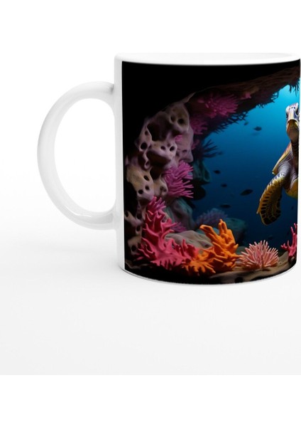 Mercan Bahçesinde Yüzen Asil Kaplumbağalı Kupa Bardak fiyatları