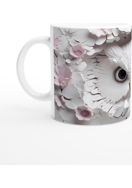 Çiçekler Arasında Saklanan Beyaz Baykuş Baskılı Kupa Bardak fiyatları