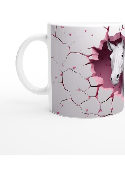 Duvarı Delen Beyaz At Temalı Baskılı Kupa Bardak-2 fiyatları