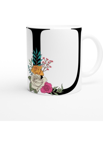 U Harfi Çiçek Motifli Harfli Kupa Bardak modelleri