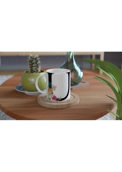 U Harfi Çiçek Motifli Harfli Kupa Bardak fırsatları