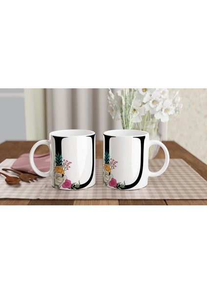 U Harfi Çiçek Motifli Harfli Kupa Bardak indirimleri