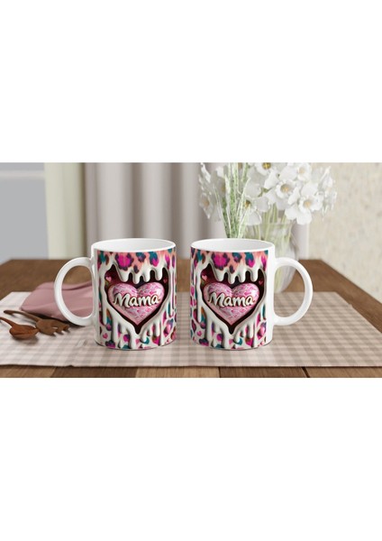 Renkli Kalp Desenli Mama Yazılı Anneler Günü Kupa Bardak indirimleri