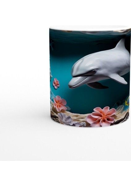 Deniz Bahçesinde Oyun Oynayan Sevimli Yunus Kupa Bardak