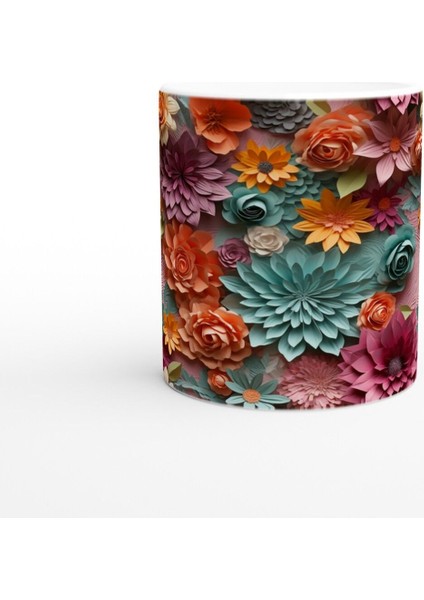 Çok Renkli Gül ve Bahar Çiçekleri Desenli Kupa Bardak fiyatları