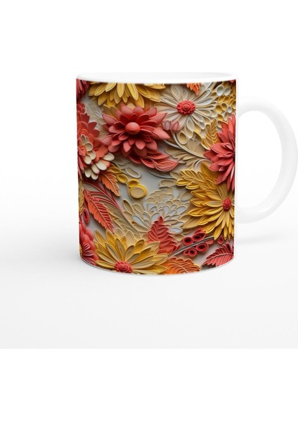 Enerjik Tonlarda Katmanlı Çiçek Desenli Kupa Bardak modelleri