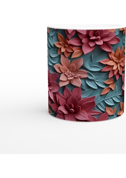 Kırmızı Mercekli Çiçek Desenli Kupa Bardak fiyatları