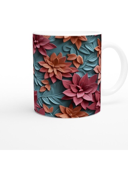 Kırmızı Mercekli Çiçek Desenli Kupa Bardak modelleri