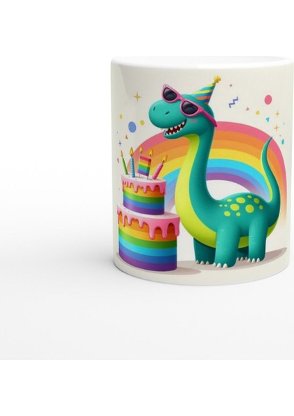 Neşeli Dinozor Doğum Günü Temalı Çocuklara Özel Baskılı Kupa Bardak