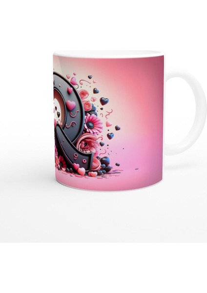 Q Harfi Renkli Desenli Kupa Bardak modelleri