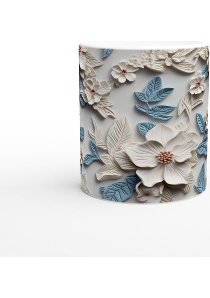 Buz Mavisi Çiçek Desenli Kupa Bardak fiyatları