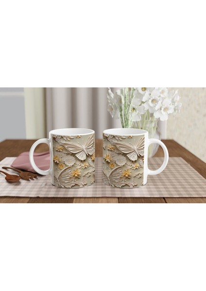 Kelebek Bahçesi Çiçekli Kupa Bardak indirimleri