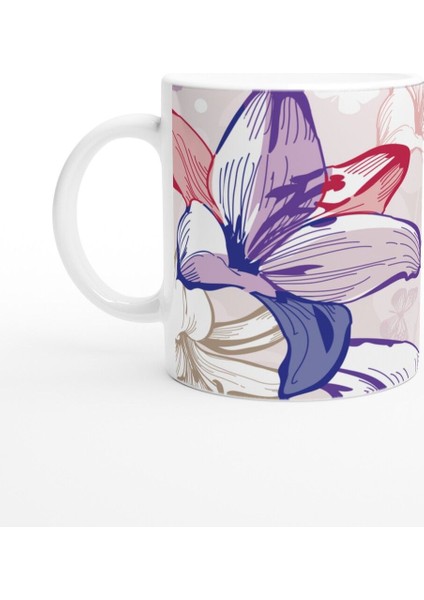 Pembe Lale Çizimli Kupa Bardak