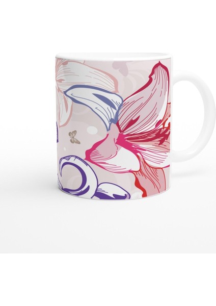 Pembe Lale Çizimli Kupa Bardak modelleri