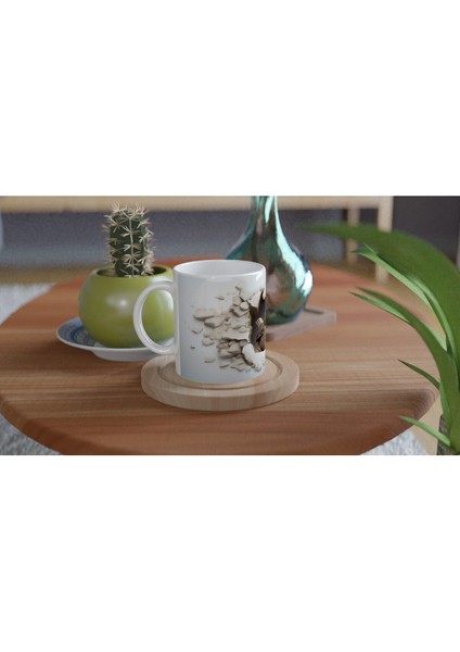 Çatlak Duvar Efektli Serçe Kuşu Temalı Baskılı Kupa Bardak modelleri