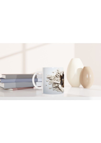 Çatlak Duvar Efektli Serçe Kuşu Temalı Baskılı Kupa Bardak indirimleri