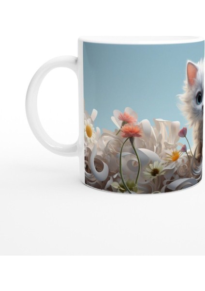 Bahçedeki Masum Bakışlı Yavru Kedi Baskılı Kupa Bardak fiyatları