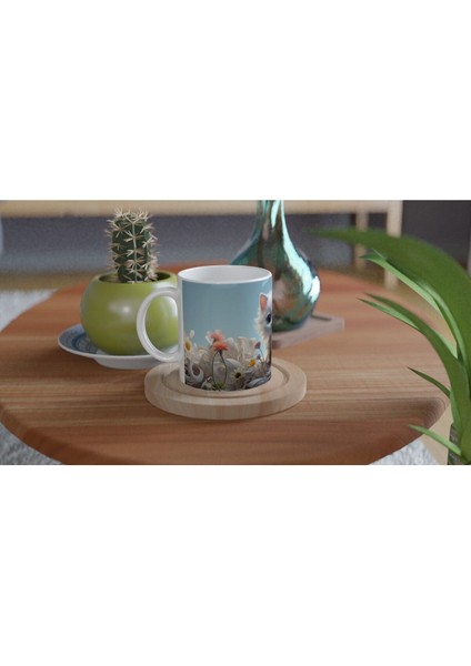 Bahçedeki Masum Bakışlı Yavru Kedi Baskılı Kupa Bardak fırsatları