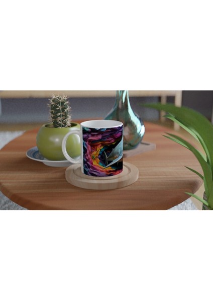 Geometrik Doku ve Renk Patlamasıyla Köpekbalığı Su Altı Temalı Kupa Bardak fırsatları