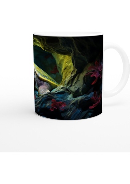 Yosunlu Mağarada Dinlenen Deniz Kaplumbağası Kupa Bardak modelleri