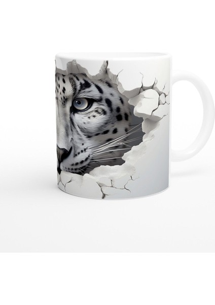 Buz Gibi Bakışlı Kar Leoparı Desenli Baskılı Kupa Bardak fiyatları