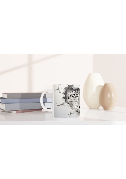 Buz Gibi Bakışlı Kar Leoparı Desenli Baskılı Kupa Bardak indirimleri