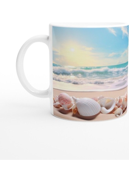 Güneşli Sahilde Deniz Kabukları Su Altı Temalı Kupa Bardak fiyatları