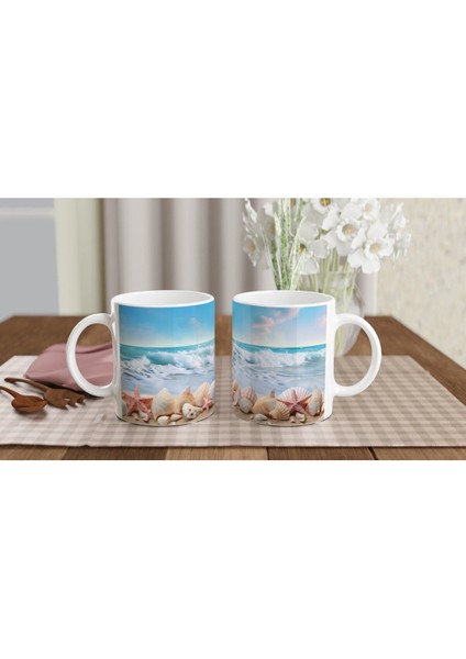 Mavi Ufukta Deniz Kabuğu Kupa Bardak indirimleri