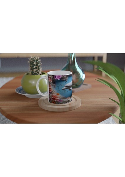 Rengarenk Mercanlar Arasında Neşeli Yunus Temalı Su Altı Kupa Bardak fırsatları