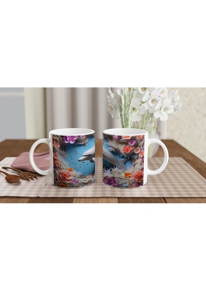 Rengarenk Mercanlar Arasında Neşeli Yunus Temalı Su Altı Kupa Bardak indirimleri