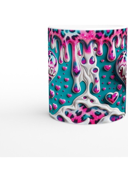 Mama Yazılı Turkuaz Zeminli Leopar Desenli Anneler Günü Kupa Bardak fiyatları