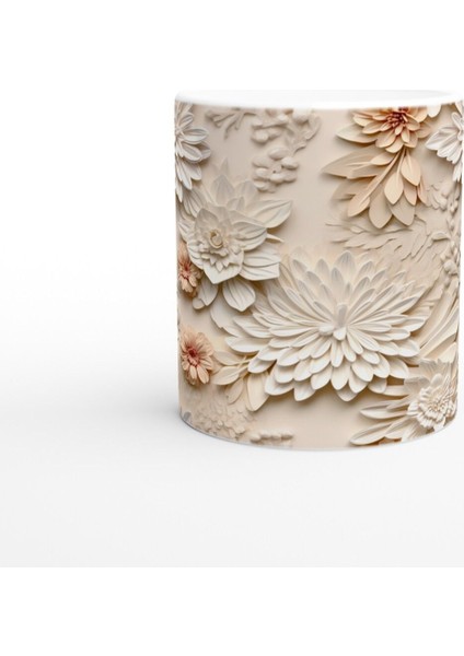 Pudra ve Fildişi Rölyef Çiçekli Kupa Bardak fiyatları