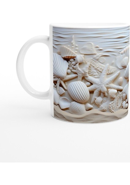 Kum Dalgaları ve Deniz Kabuğu Detaylı Su Altı Temalı Kupa Bardak fiyatları