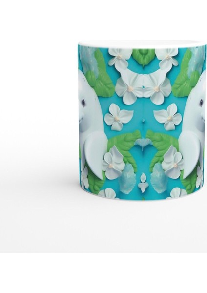 Çiçekli Beyaz Yunus Baskılı Kupa Bardak fiyatları